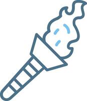 Torch Line Two Colour Icon Design vector