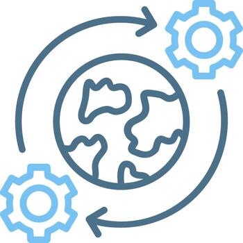 Global Processing Line Two Colour Icon Design vector