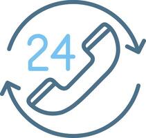 24 Hours Support Line Two Colour Icon Design vector