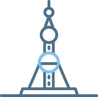 Oriental Pearl Tower Line Two Colour Icon Design vector