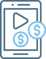 Multimedia Monetization Line Two Colour Icon Design vector