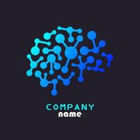 brain shape color circuit chip network logo technology design vector