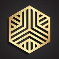 3d golden hexagonal ornament symbol vector