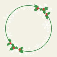 Christmas wreath with holly leaves and berries on a white background vector