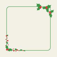 Christmas frame with holly berries and berries vector