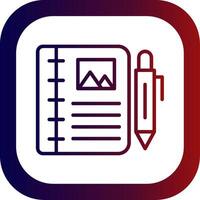 Diary Study Line Gradient Round Corner Icon vector