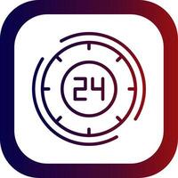 24 Hours Line Gradient Round Corner Icon vector