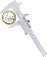 Calipers and a coin on a white background vector