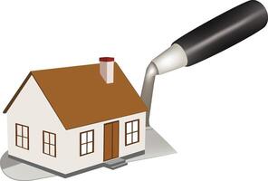 A house with a shovel and a trowel vector