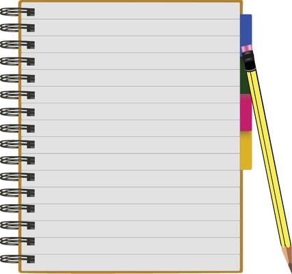 Notebook with pencil and pen