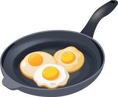 Fried eggs in a frying pan vector