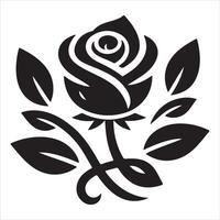 Graphic artwork of a rose in black and white vector