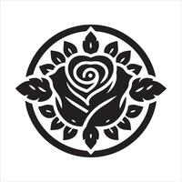 Isolated Black and White Icon of a Flower vector