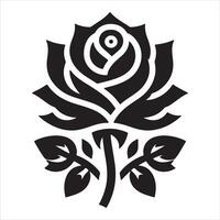 A sketch of a rose in black and white with the words rose written on it vector