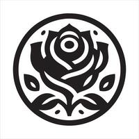 An illustration of a rose in black and white on a white background vector