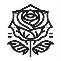 Simple black-and-white graphic silhouette of a rose on a white background Graphic of a rose flower vector
