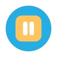 Yellow Square Pause Button On Round Blue Icon vector