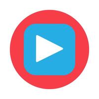 Blue Square Music Player Button On Round Icon vector