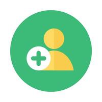 Round Green Sticker Adding New User Icon vector