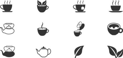 tea icons set. Tea and tea pot minimal thin web icon set. vector
