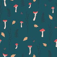 mushrooms autumn pattern vector