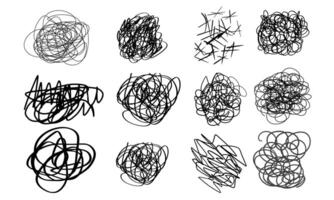 Tangled scribble doodle outline icon sign Hand drawn ink sketch. abstract design element. vector