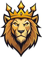 Lion head with crown on its head vector
