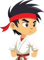 A cartoon boy in karate gear vector