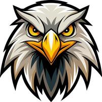An eagle head with yellow eyes on a white background vector