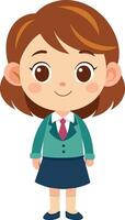 A cartoon girl in a school uniform vector