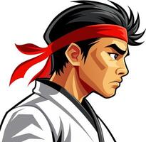 A cartoon character with black hair and red bandana vector
