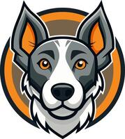A dog head with orange ears and a black and white background vector