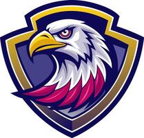 An eagle head on a shield with a red and white background vector