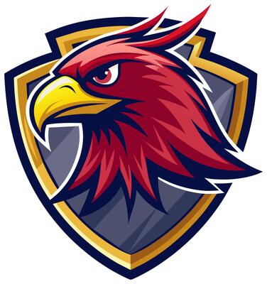 Red hawk head mascot logo for sports team