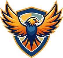 An eagle with wings on the shield vector