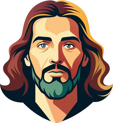 Jesus with long hair and beard