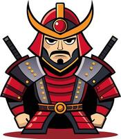A cartoon samurai with two swords vector
