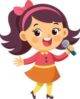 Cartoon girl singing with microphone vector