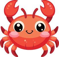 A cartoon crab with big eyes and big claws vector