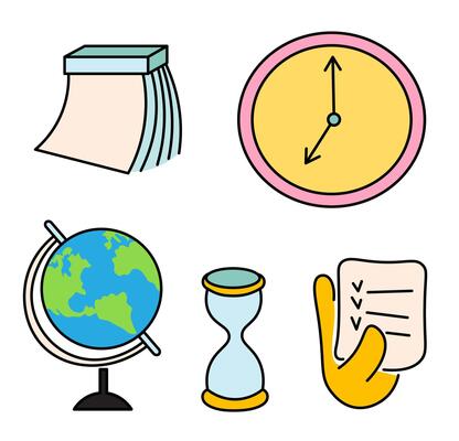 simple icons set in doodle style