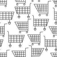 seamless pattern with simple line shopping cart vector