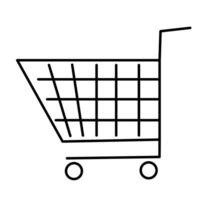 simple line shopping cart in line doodle style vector