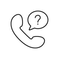 Customer Service Line Icon, Question Help Phone with Speech Bubble. Customer Support Outline Symbol. Editable Stroke. Isolated Illustration vector