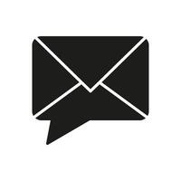 Email Envelope in Speech Bubble Shape Silhouette Icon for Messaging and Communication Service. Online Contact Symbol. Message and Notification Glyph Sign. Isolated Illustration vector