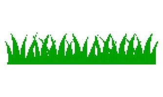 Green Grass in Pixel Art Style. Retro Pixelated Grass Icons for Nature Design, Nostalgic 8 Bit Style. Isolated Illustration vector