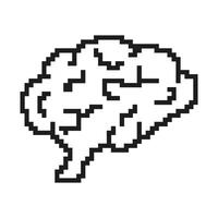 Pixelated Brain Icon. Digital Symbol of Human Mind in Pixel Art Style. Cognitive and Neural Design. Intelligence and Thought Process. Isolated Illustration vector