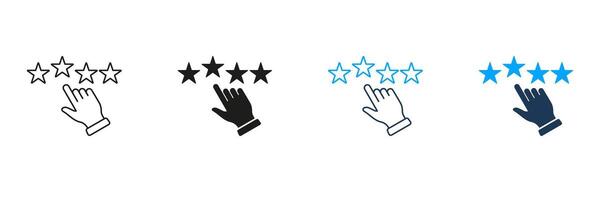 Customer Feedback Line and Silhouette Icon Set. Ranking Pictogram. Client Review Symbol. Click To Rate, Good Quality Sign. Consumer Experience. Editable Stroke. Isolated Illustration vector