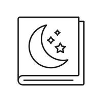 Closed Book With Moon And Stars Line Icon. Nighttime Storybook Outline Symbol. Book For Bedtime Reading. Editable Stroke. Isolated Illustration vector