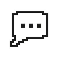 Retro Pixelated Speech Bubble Icon With Three Dots. Speech Bubble Pixel Art Icon. Symbol Of Dialogue, Communication, Conversation. Isolated Illustration vector