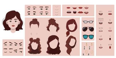 Face constructor of a red haired girl vector